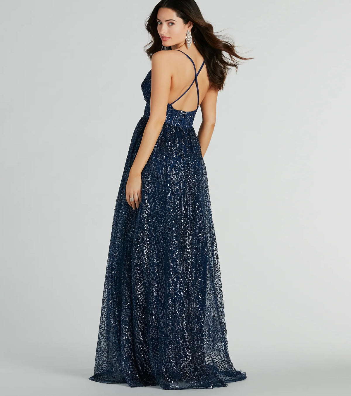 Stacy Glitter Sequin Tulle Ball Gown