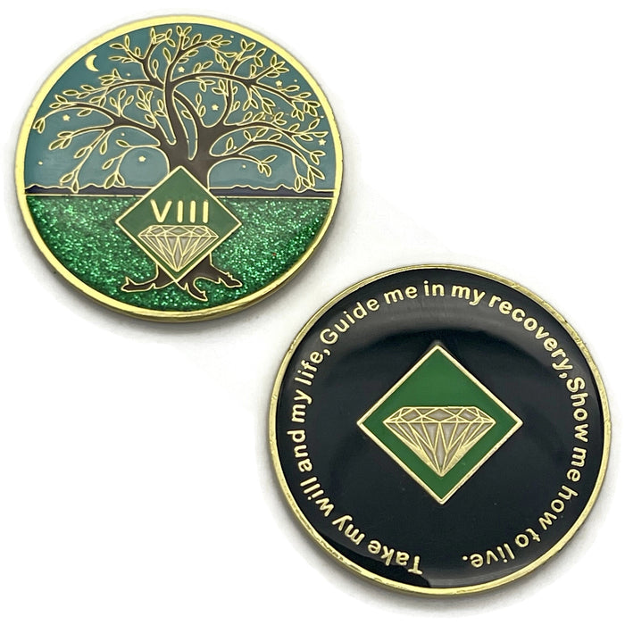 8 Year Tree of Life Specialty Tri-Plated NA Recovery Medallion - Eight Year Chip/Coin