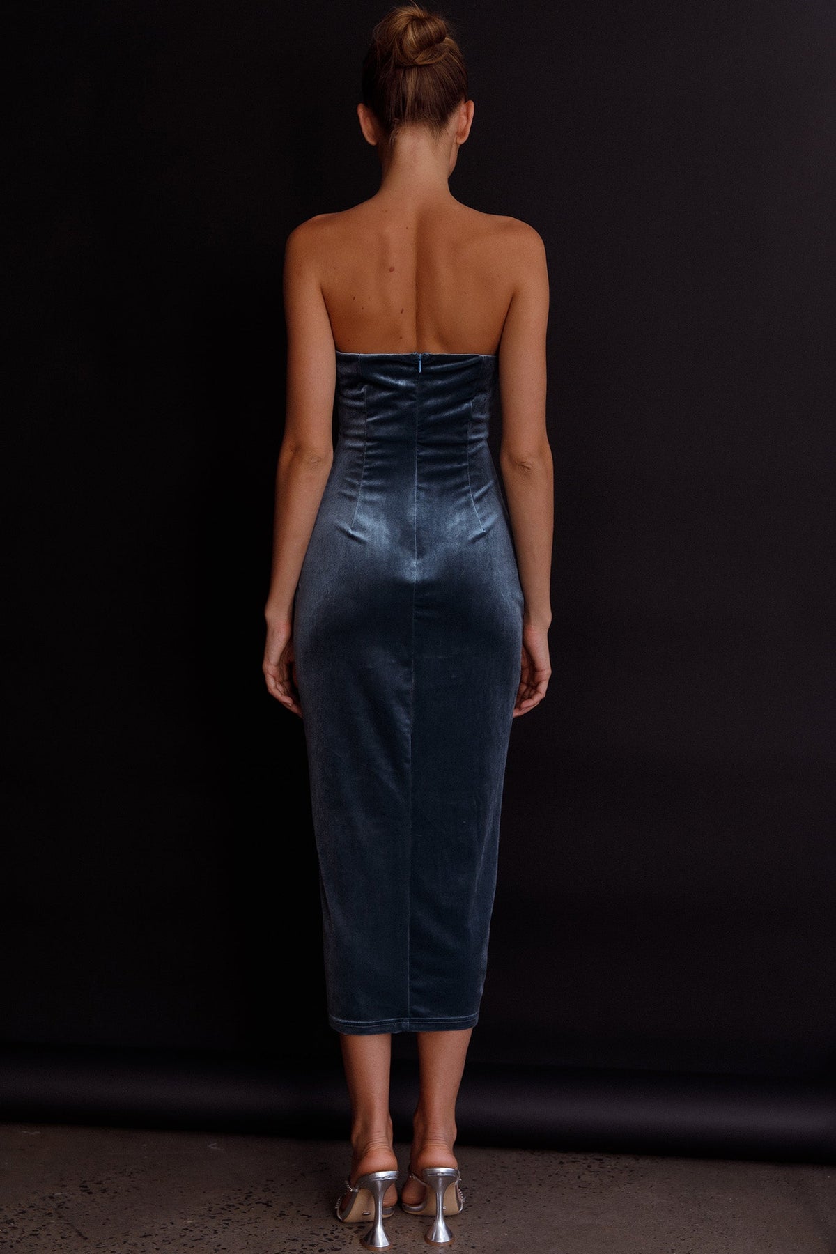 Must Be Fate Velvet Midi Dress Blue