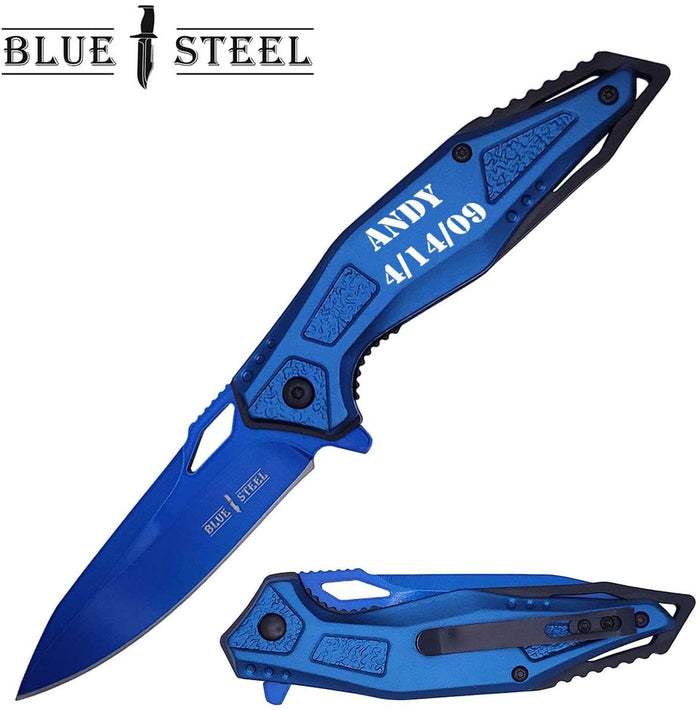 GIFTS INFINITY Customized Engraved 4.5" Closed Pocket Folding Knife, Button Lock Thumb Stud Opener, Father's Day Gifts