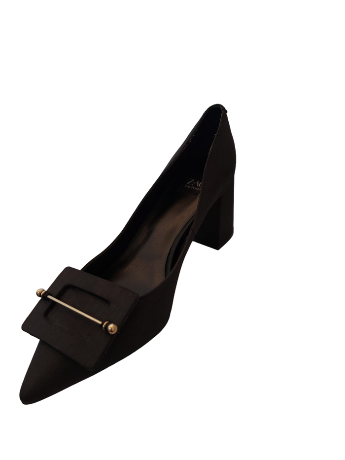 ZACPOSEN Stylish Women's High Block Heel Sandal Full Black