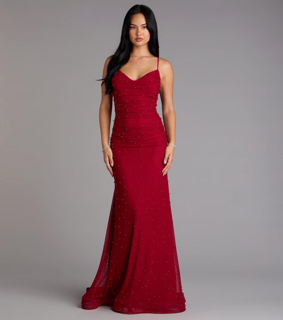 Adrianna Faux Pearl Mermaid Formal Dress