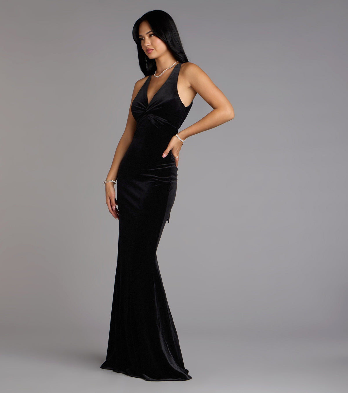 Vivienne Velvet Tie-Back Formal Dress