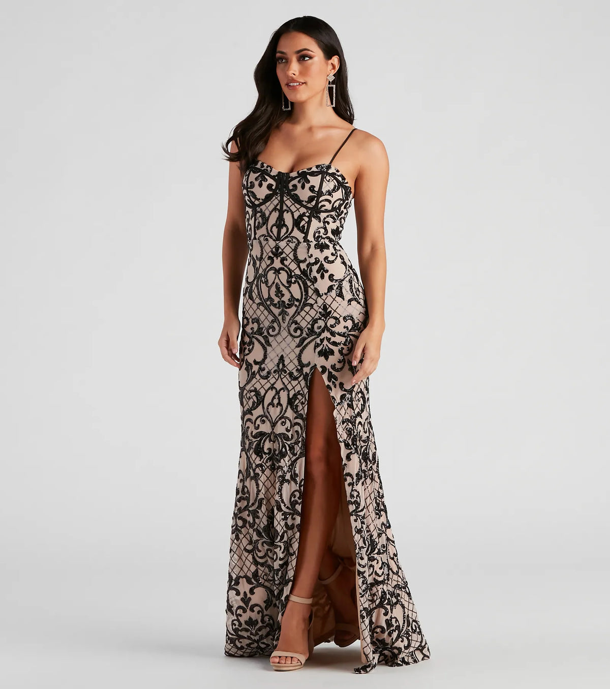 JoJo Sequin Bustier Formal Dress