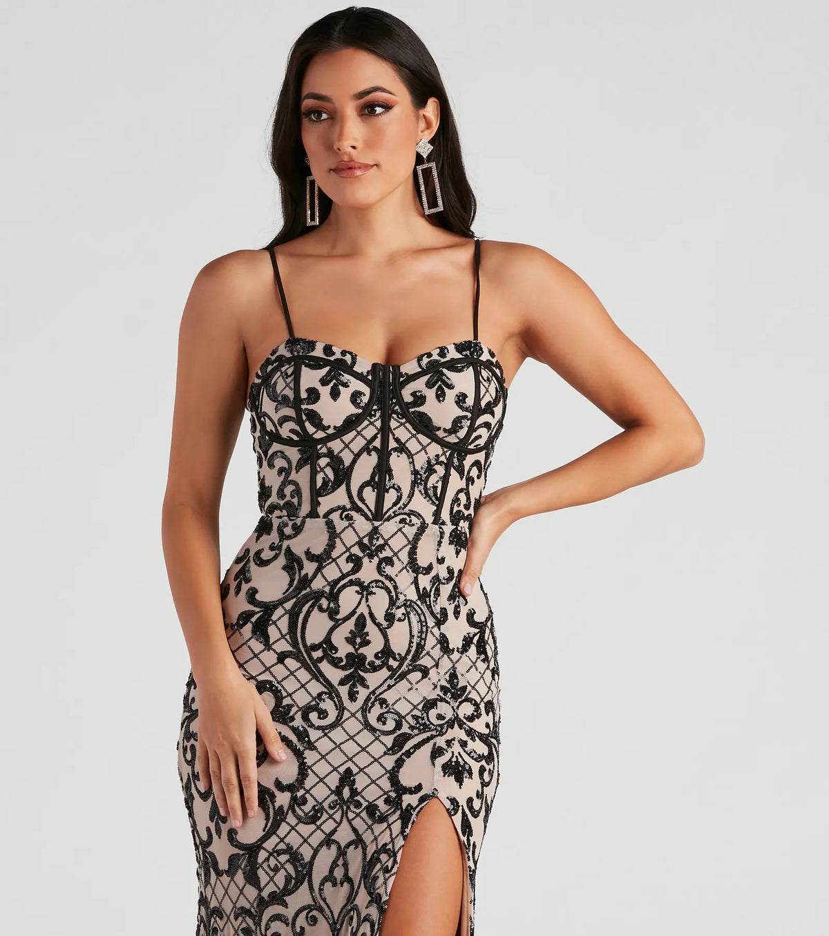 JoJo Sequin Bustier Formal Dress