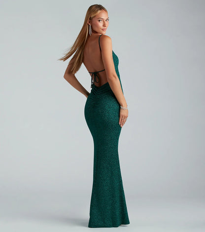 Irene Formal Backless Glitter Mermaid Dress
