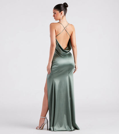 Ilya Satin Backless Mermaid Dress