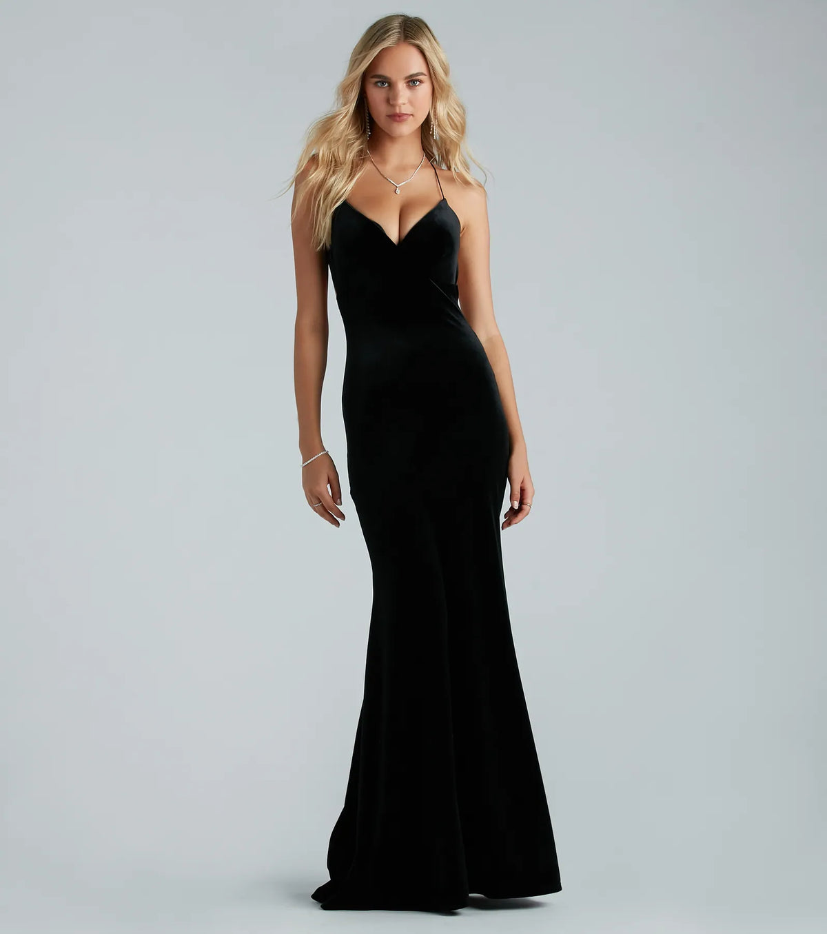 Brenda Formal Velvet Strappy Mermaid Dress