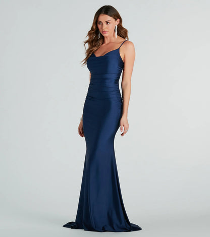 Reagan Formal Satin Low Back Mermaid Dress