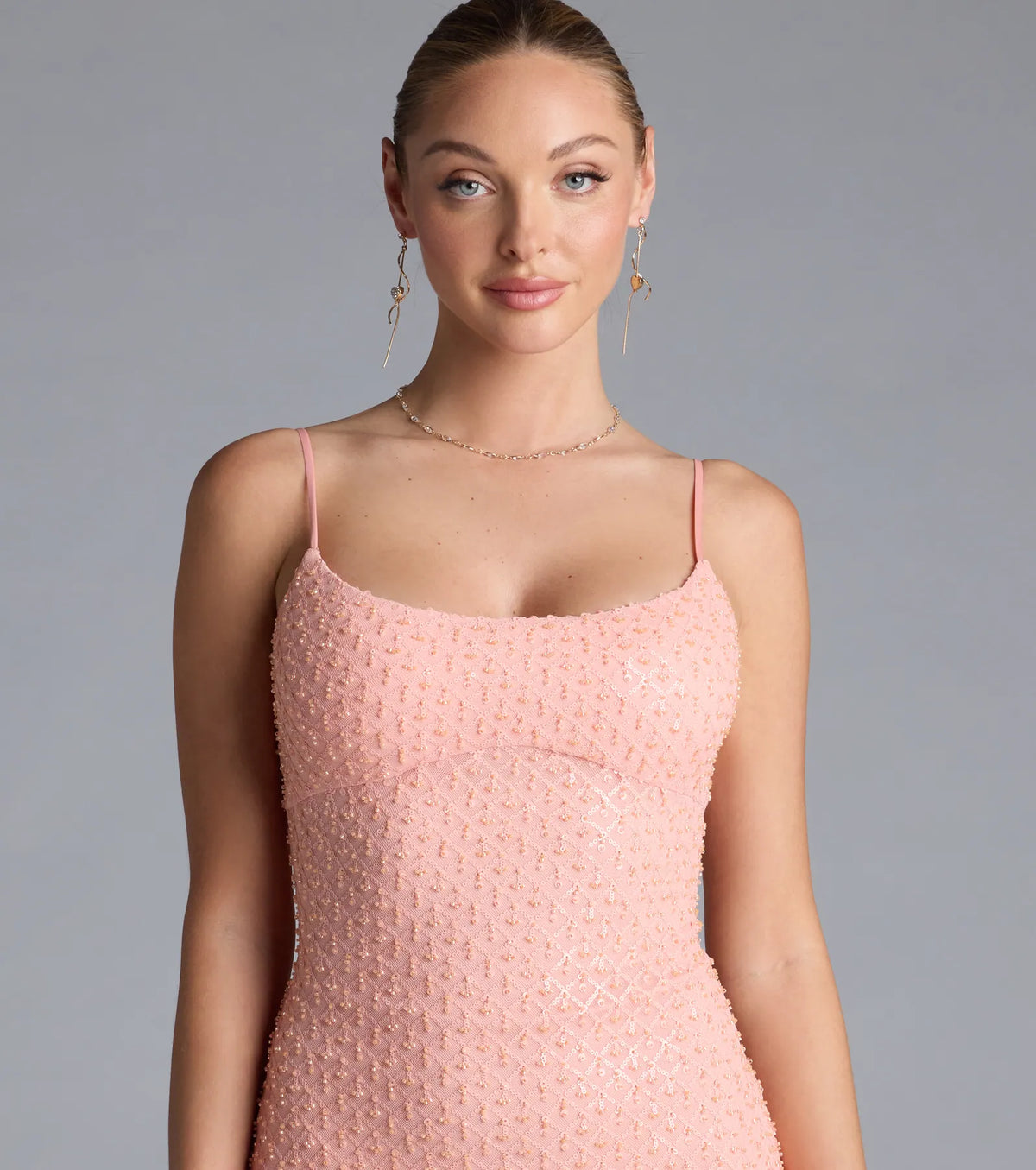 Amal Open Back Mermaid Bead Sequin Formal Dress