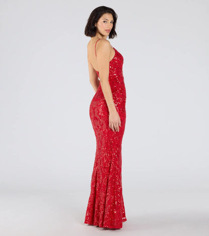 Cecelia Low Back Mermaid Sequin Formal Dress