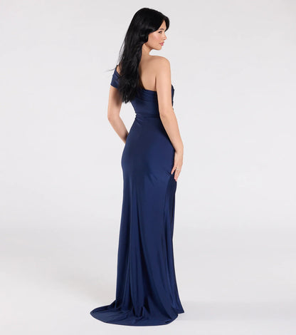 Mona Off-Shoulder Slit Mermaid Formal Dress