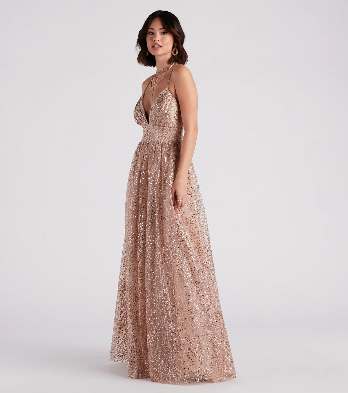 Stacy Glitter Sequin Tulle Ball Gown