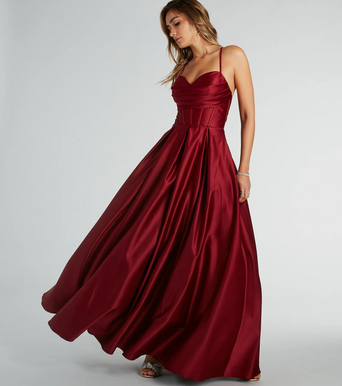 Kayla Satin Cowl A-Line Ball Gown