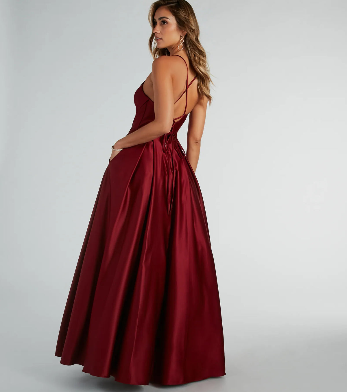 Kayla Satin Cowl A-Line Ball Gown