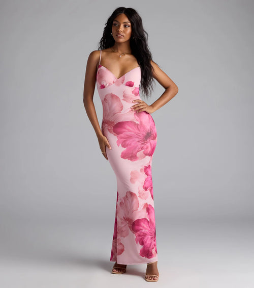 Vacay Muse Floral Mesh Maxi Dress