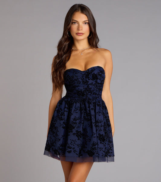 Velvet Nights Strapless Skater Dress