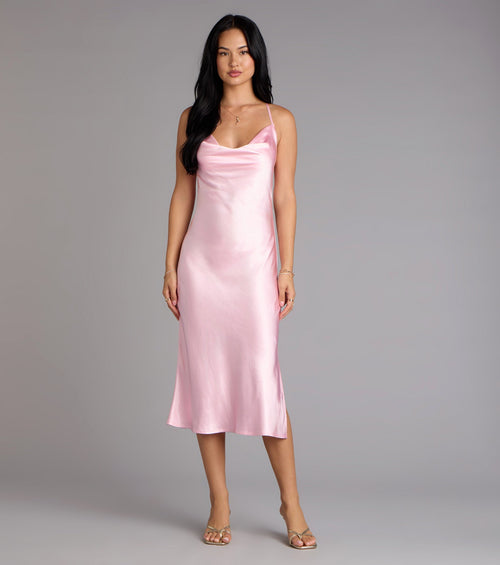 Dreamy Luxe Satin Strappy Back Midi Dress