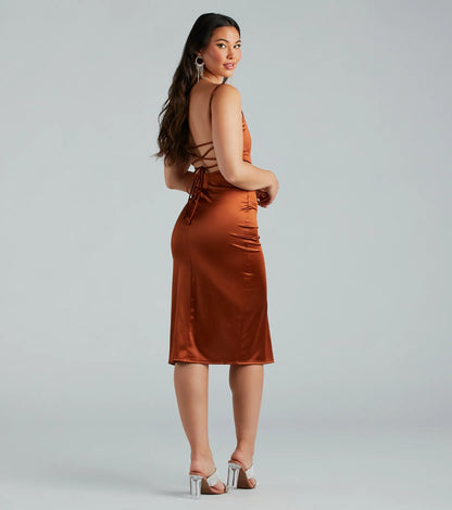 Luxurious Night Satin Midi Dress