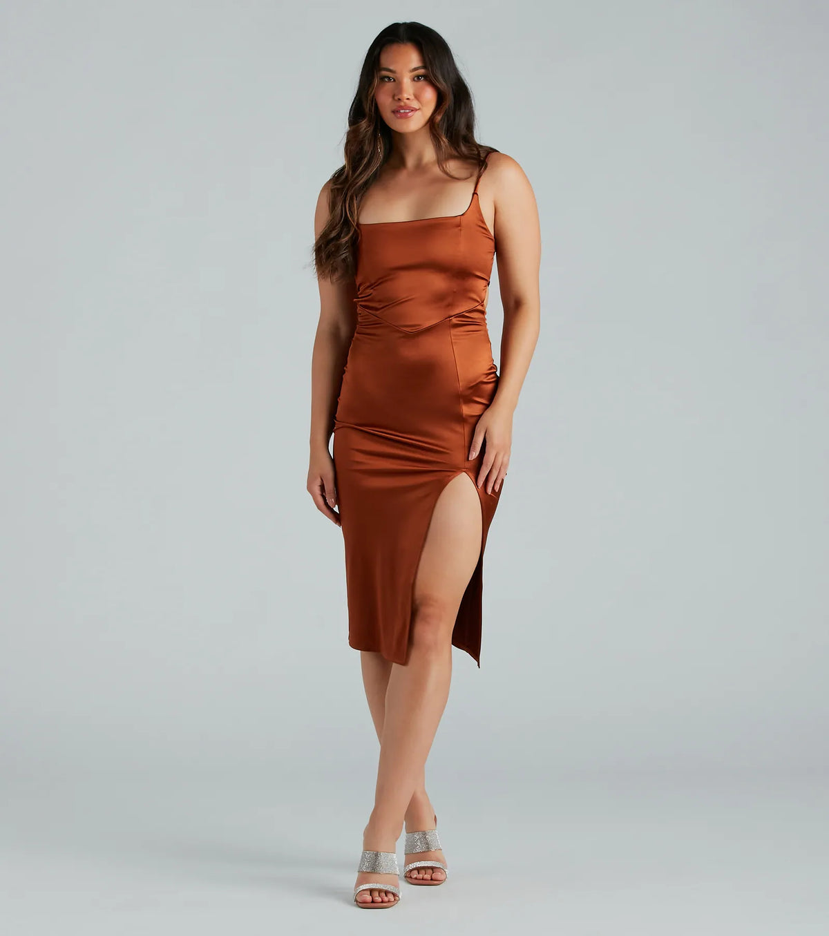Luxurious Night Satin Midi Dress