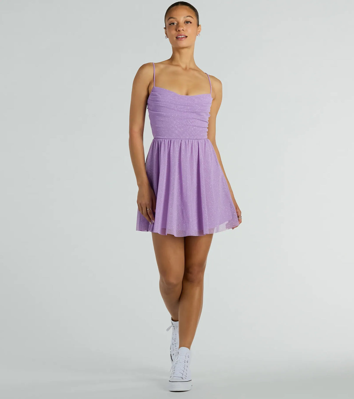 Ready To Shine Glitter Short Skater Dress