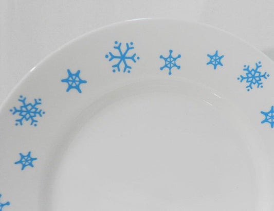 ❤️ 1 Corelle BLUE SNOWFLAKES 10.75" DINNER PLATE / Wide Rim Winter Snow