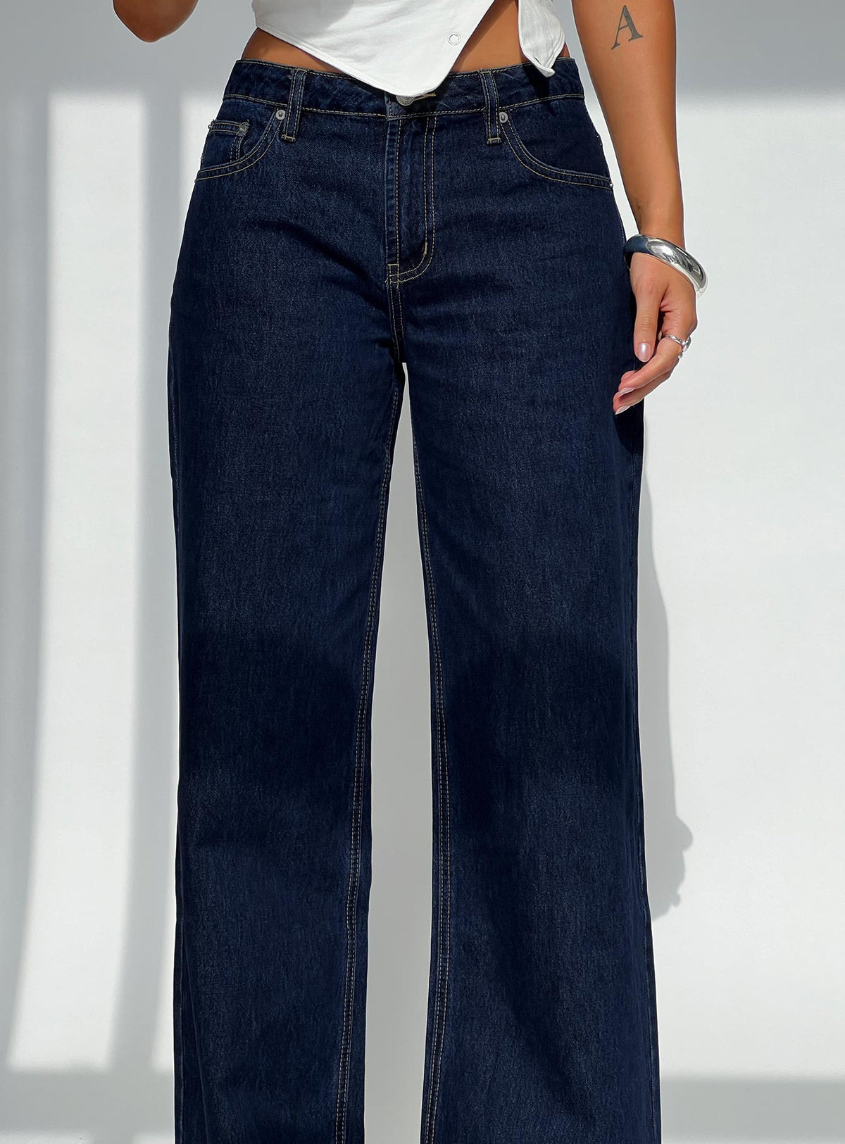 Darla Low Rise Straight Leg Jean Dark Blue Wash