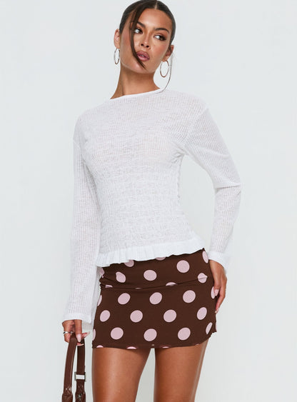 Adelaida Mini Skirt Brown / Pink Polka