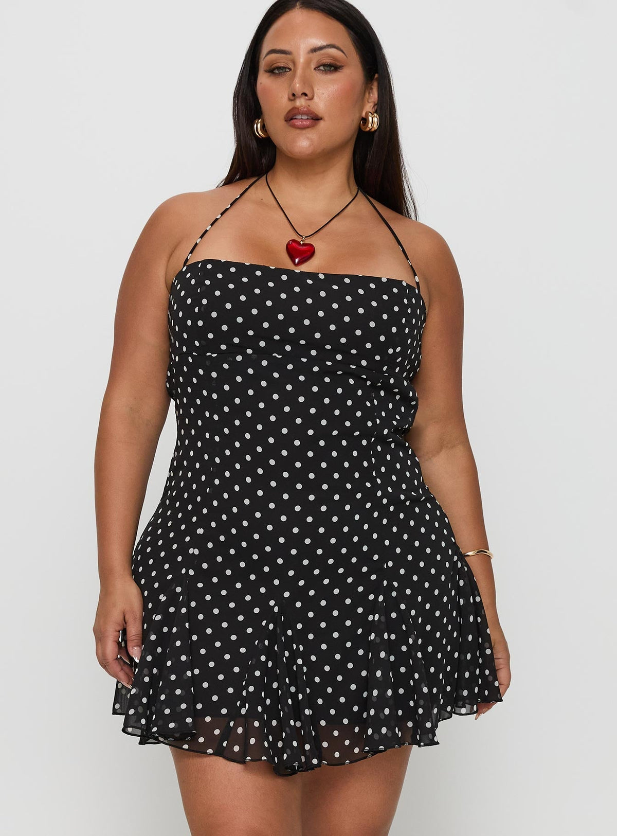 Delamere Mini Dress Black / White Polka Dot Curve