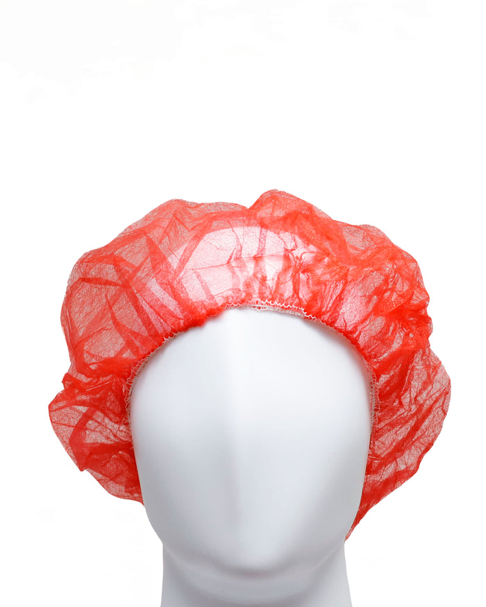 (1000/Case) Novus 24" Red Polypropylene Bouffant Caps