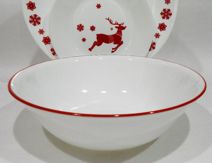 ❤️ 12-pc Corelle REINDEER Dinnerware Set BONUS 1-Qt Serving Bowl / Christmas Winter Holiday