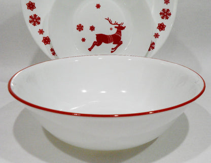 ❤️ 12-pc Corelle REINDEER Dinnerware Set BONUS 1-Qt Serving Bowl / Christmas Winter Holiday