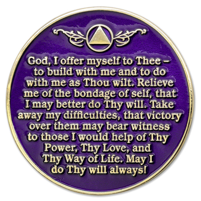 16 Year Sobriety Mint Twisted Tree of Life Gold Plated AA Recovery Medallion - Sixteen Year Chip/Coin - Purple