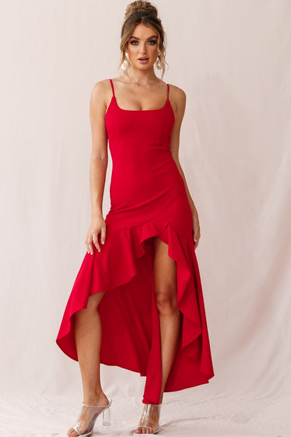 Emoji Asymmetrical Hemline Dress Red