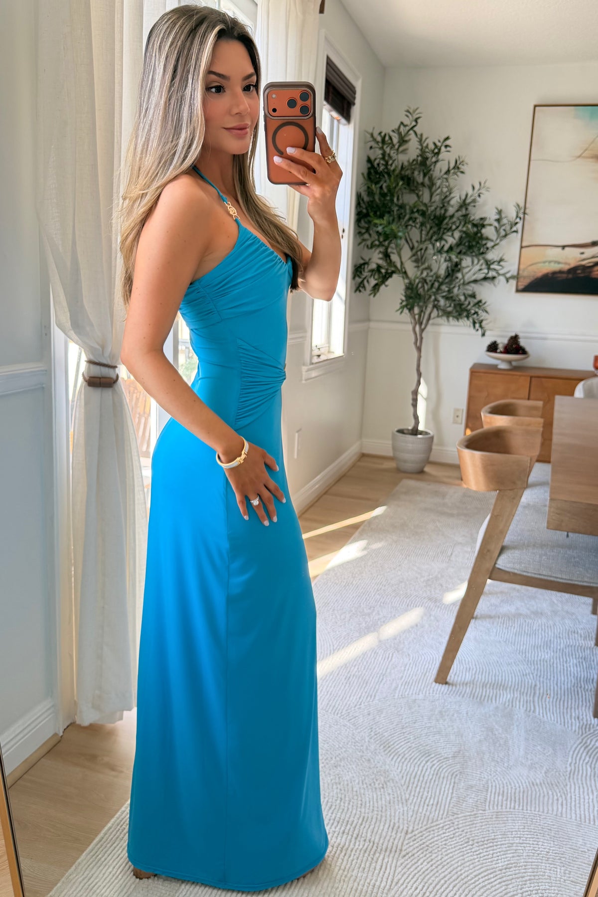 Nina Ruched Halter dress