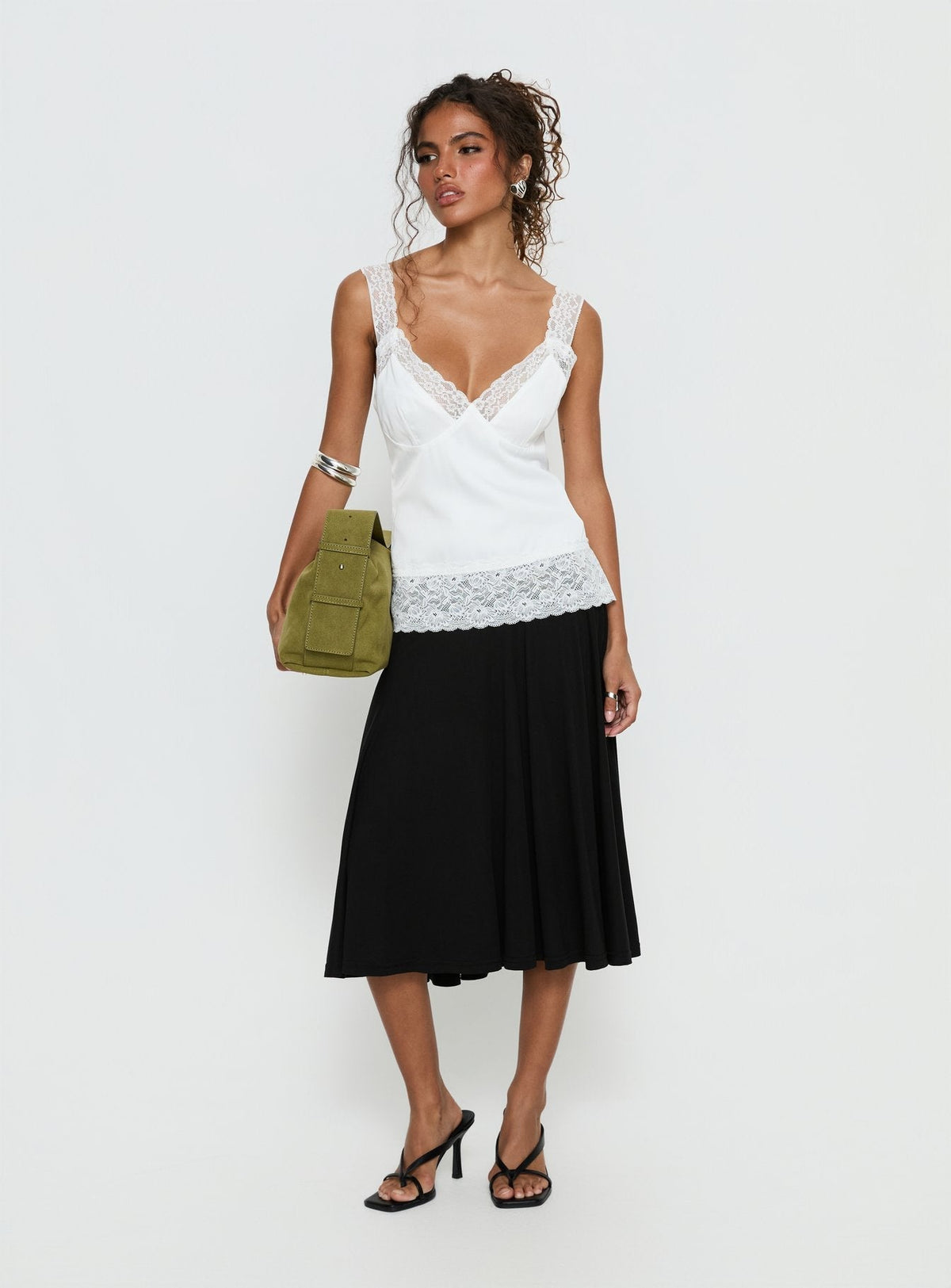 Avyra Lace Trim Cami Top White