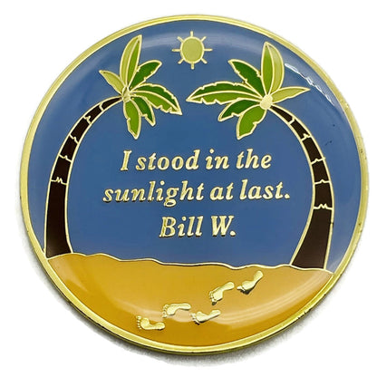 2 Year Beach Themed Specialty Tri-Plated AA Recovery Medallion - Two Year Chip/Coin