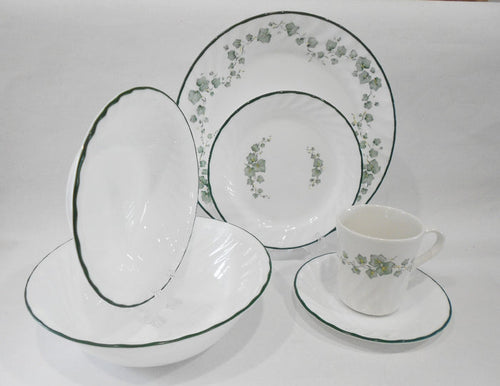❤️ 21-pc Corelle CALLAWAY DINNERWARE SET + Serving Bowl GREEN IVY Swirled Rims