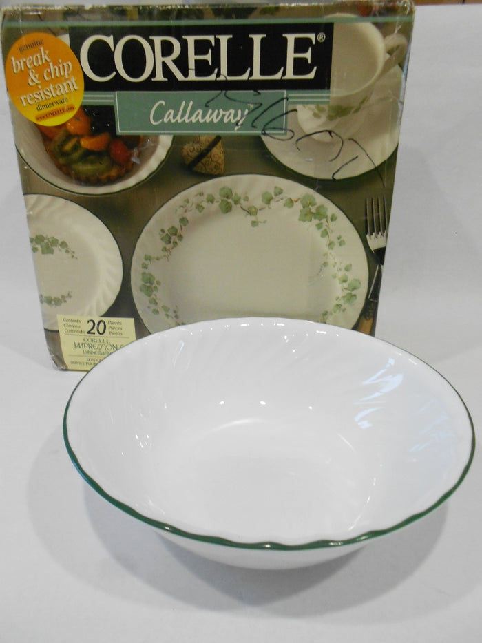 ❤️ 21-pc Corelle CALLAWAY DINNERWARE SET + Serving Bowl GREEN IVY Swirled Rims