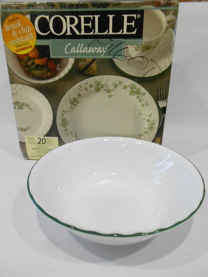 ❤️ 21-pc Corelle CALLAWAY DINNERWARE SET + Serving Bowl GREEN IVY Swirled Rims