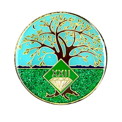 22 Year Tree of Life Specialty Tri-Plated NA Recovery Medallion - Twenty Two Year Chip/Coin