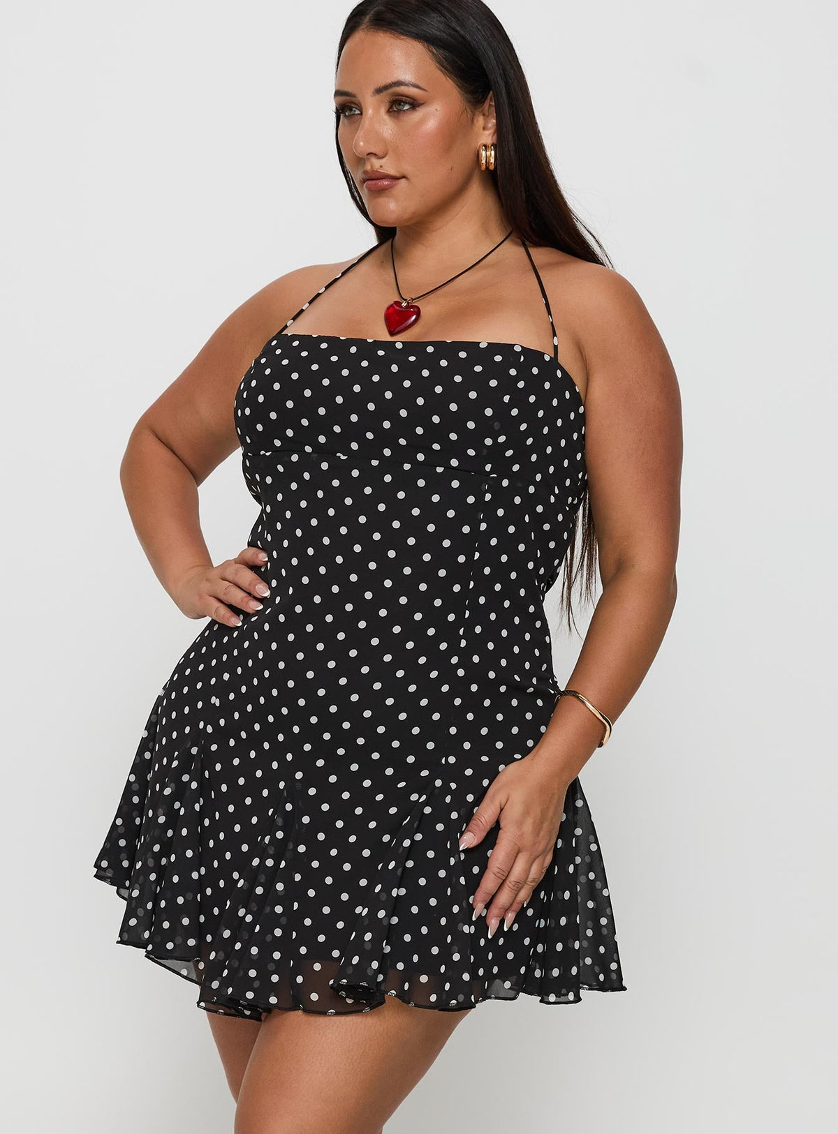 Delamere Mini Dress Black / White Polka Dot Curve