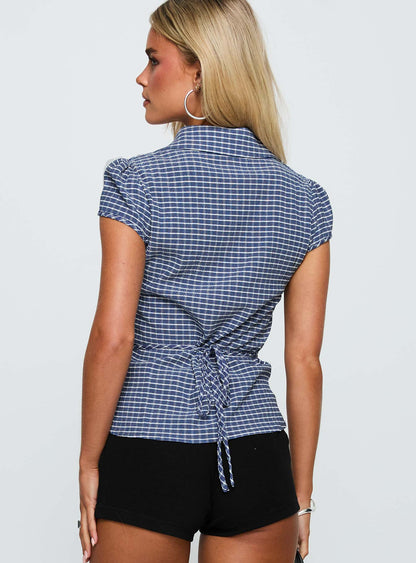 Arianwyn Short Sleeve Shirt Navy Check