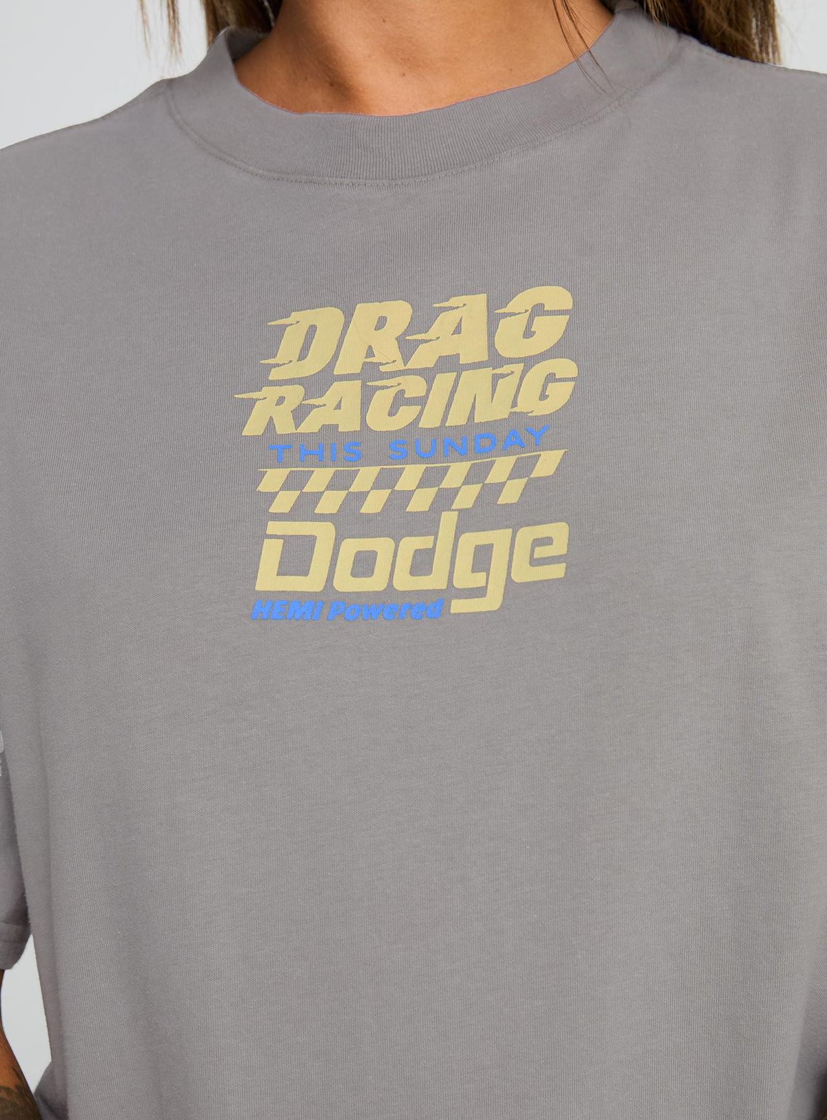 Dodge Racer Oversized Graphic Tee Grey