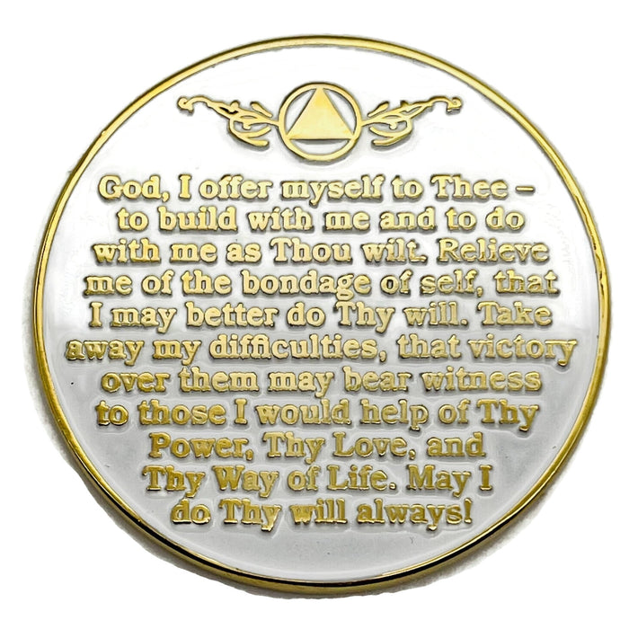 50 Year Sobriety Mint Twisted Tree of Life Gold Plated AA Recovery Medallion - Fifty Year Chip/Coin - White