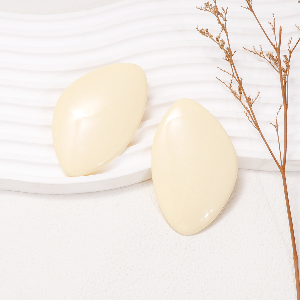 Oval Resin Beaded Pendant Earrings