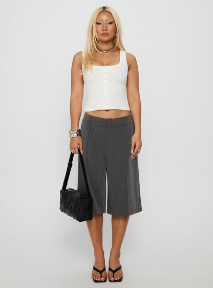 Baseline Button Front Rib Tank Top White