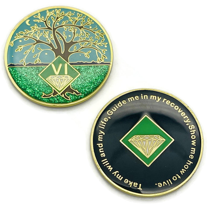 6 Year Tree of Life Specialty Tri-Plated NA Recovery Medallion - Six Year Chip/Coin