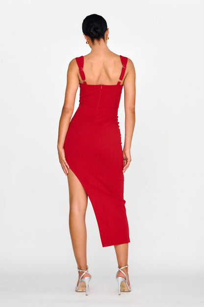 Hearts Flutter Sweetheart Neckline Dress Red