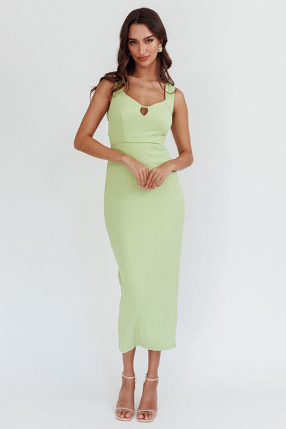 Jennine Lace-Up Back Midi Dress Matcha